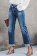 Mixiedress High Waist Straight Leg Ripped Denim Pants