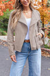 Mixiedress Zip Up Pocketed Faux Suede Moto Jacket(in 7 Colors)