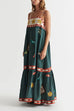 Mixiedress Spaghetti Strap Backless Printed Swing Maxi Sun Dress