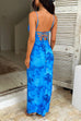 Mixiedress Backless Lace-up Printed Maxi Bodycon Cami Dress