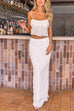 Mixiedress Ruffle Crop Cami Top Elastic Waist Maxi Skirt Set