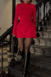 Mixiedress Mockneck Long Sleeves Waisted Mini Dress