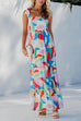 Mixiedress Bow Shoulder Ruffle Tiered Printed Flowy Maxi Cami Dress