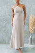 Mixiedress Sleeveless Tie Knot One Shoulder Striped Maxi Dress