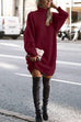 Mixiedress Turtleneck Ribbed Knit Oversized Sweater Dress