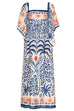 Mixiedress Square Collar Flutter Sleeves Printed Maxi Vacation Dress