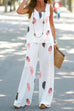 Mixiedress Summer Sleeveless Tank Top Wide Leg Pants Printed Set