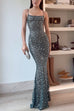 Mixiedress Sheer Embellished Scoop Neck Cami Maxi Evening Gown