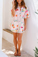 Mixiedress Short Sleeves Button Up Wide Leg Printed Romper