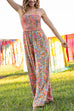 Mixiedress Wide Straps Smocked Wide Leg Floral Jumpsuit