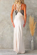 Mixiedress V Neck Adjustable Strap Lace Splice Maxi Party Dress