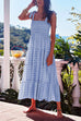 Mixiedress Tie Shoulder Ruffle Tiered Print Maxi Holiday Dress