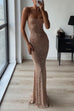 Mixiedress Sheer Embellished Scoop Neck Cami Maxi Evening Gown