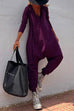 Long Sleevess Buttoned Hippie Harem Hoodied Jumpsuit