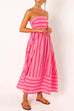 Mixiedress High Waist Back Cut Out Striped Maxi Cami Dress