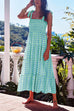 Mixiedress Tie Shoulder Ruffle Tiered Print Maxi Holiday Dress