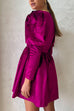 Cross Front Puff Sleeves Velvet Mini Party Dress