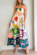 Mixiedress High Waist Cartoon Printed Swing Maxi Cami Dress