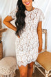 Mixiedress Short Sleeve Hollow Out Lace Pencil Dress