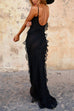 Mixiedress Adjustable Straps Backless Frilled Maxi Party Dress