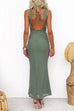 Open Back Ruched Sleeveless Bodycon Maxi Dress