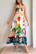 Mixiedress High Waist Cartoon Printed Swing Maxi Cami Dress