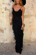 Mixiedress Adjustable Straps Backless Frilled Maxi Party Dress