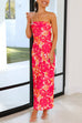 Mixiedress Strapless Off Shoulder Backless Printed Maxi Party Dress