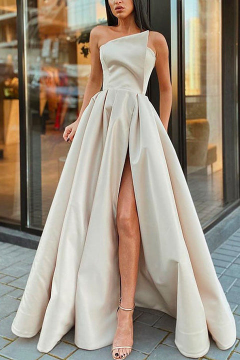 Mixiedress Off Shoulder Sleeveless Slit Maxi Party Dress