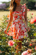 Mixiedress Bow Knot Shoulder Waisted A-line Floral Mini Sundress