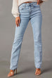 Mixiedress Raw Hem Distressed Straight Leg Denim Pants