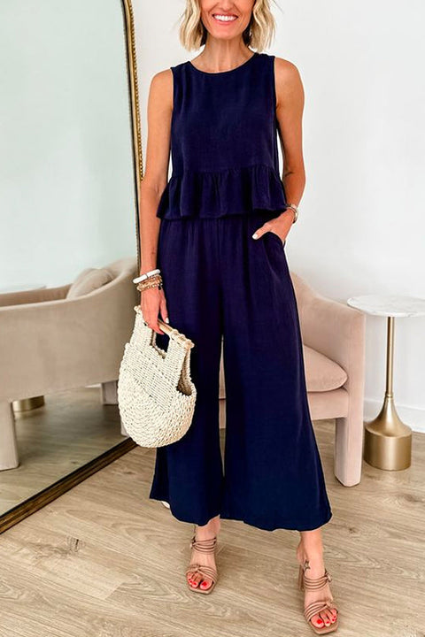 Mixiedress Sleeveless Ruffle Top Wide Leg Pants Set