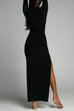 Mixiedress Mockneck Long Sleeves High Slit Bodycon Maxi Dress