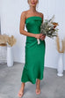 Mixiedress Backless Tube Top Solid Satin Maxi Party Dress