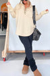 Mixiedress Stand Collar Button Up Curve Hem Sweatshirt with Thumb Hole