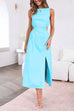 Mixiedress Sleeveless Cut Out Waist Slit A-line Maxi Dress