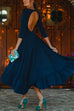 Elegant Backless High Low Hem Ruffle Swing Midi Party Dress