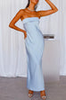 Mixiedress Backless Tube Top Solid Satin Maxi Party Dress