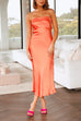 Mixiedress Backless Tube Top Solid Satin Maxi Party Dress