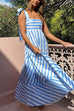 Mixiedress Pocketed Bow Shoulder Striped Swing Maxi Cami Dress