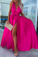 Mixiedress One Dress Three Ways Tie Waist High Slit Maxi Party Dress