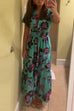 Mixiedress V Neck High Waist Floral Print A-line Maxi Dress