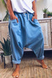 Mixiedress Solid Drawstring Waist Hippie Harem Pants