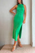 Mixiedress Sleeveless Side Split Ruched Slim Fit Dress