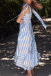 Mixiedress Pocketed Bow Shoulder Striped Swing Maxi Cami Dress