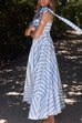 Mixiedress Pocketed Bow Shoulder Striped Swing Maxi Cami Dress