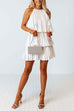 Mixiedress Halter Sleeveless Ruffle Layered Pleated Dress