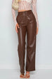 Mixiedress Faux Leather Straight Leg Trousers with Pockets