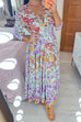 Mixiedress Deep V Neck High Waist Pockets Floral Maxi Swing Dress