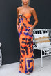 Strapless Cut Out Tie Dye Maxi Dress